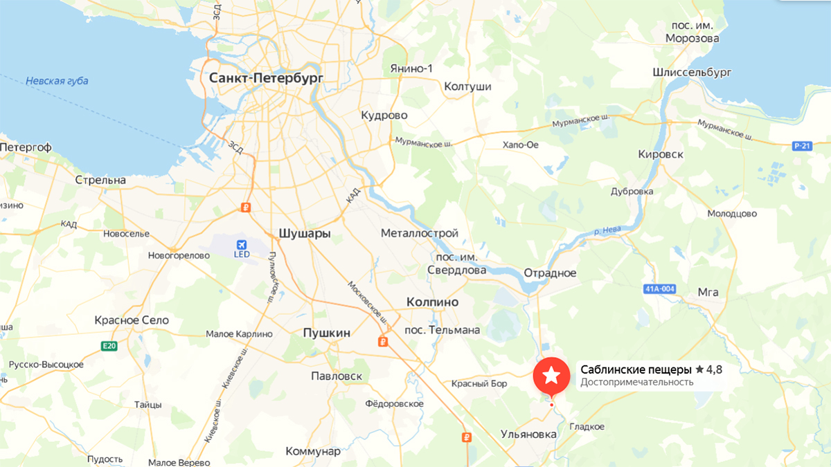 Саблино Ленинградская область на карте.